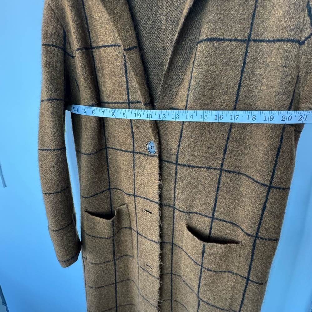 LINE Plaid Long Cardigan/Duster – Brown & Black Check - Size Medium - Picture 13 of 17